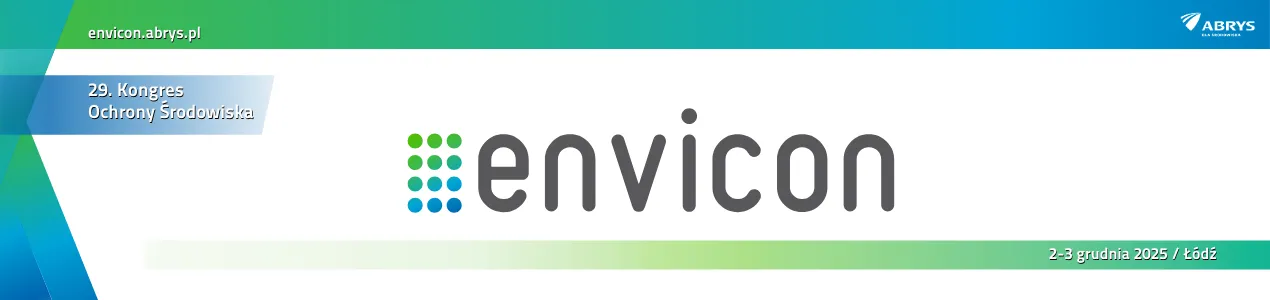Baner graficzny 29. Kongresu Ochrony Środowiska ENVICON z logo wydarzenia oraz informacją o terminie 2–3 grudnia 2025 r. w Łodzi.